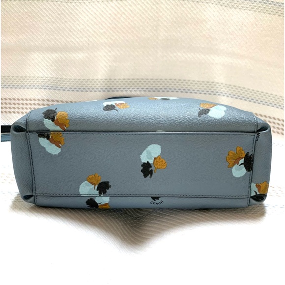 Coach Minetta Multi Compartment Floral Satchel/Crossbody Dusty Light Blue Bag - Picture 9 of 13